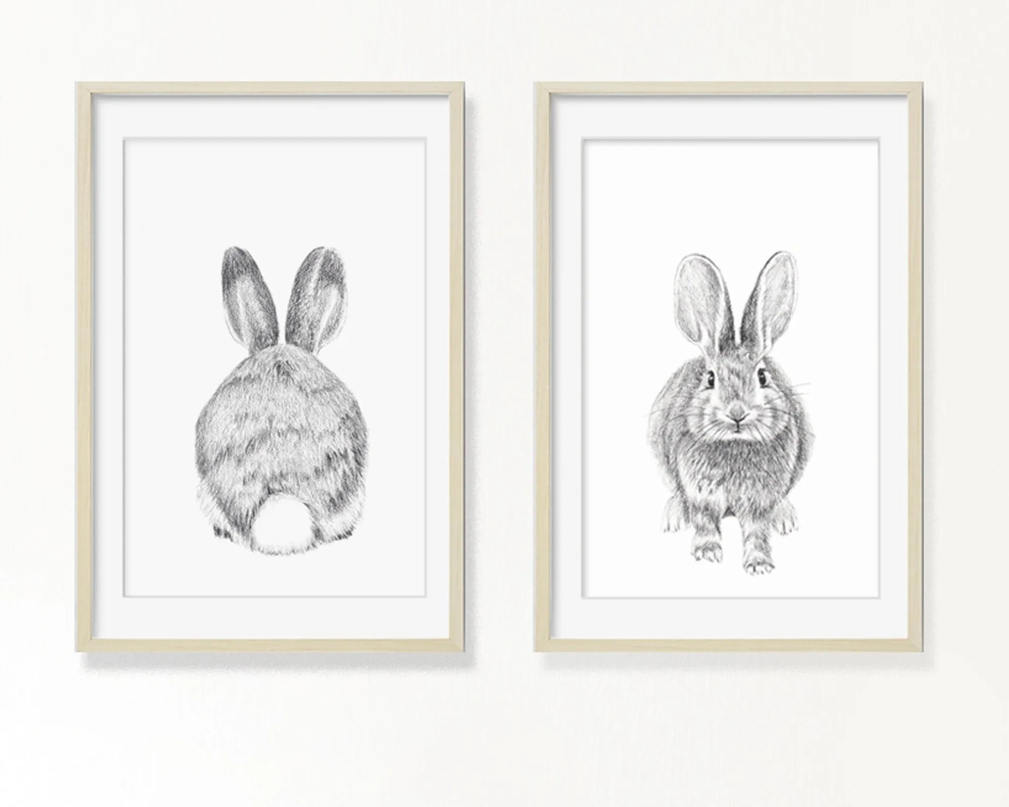 **VENDU - Original Artwork - Rabbit duo - front and behind - 12x18 each