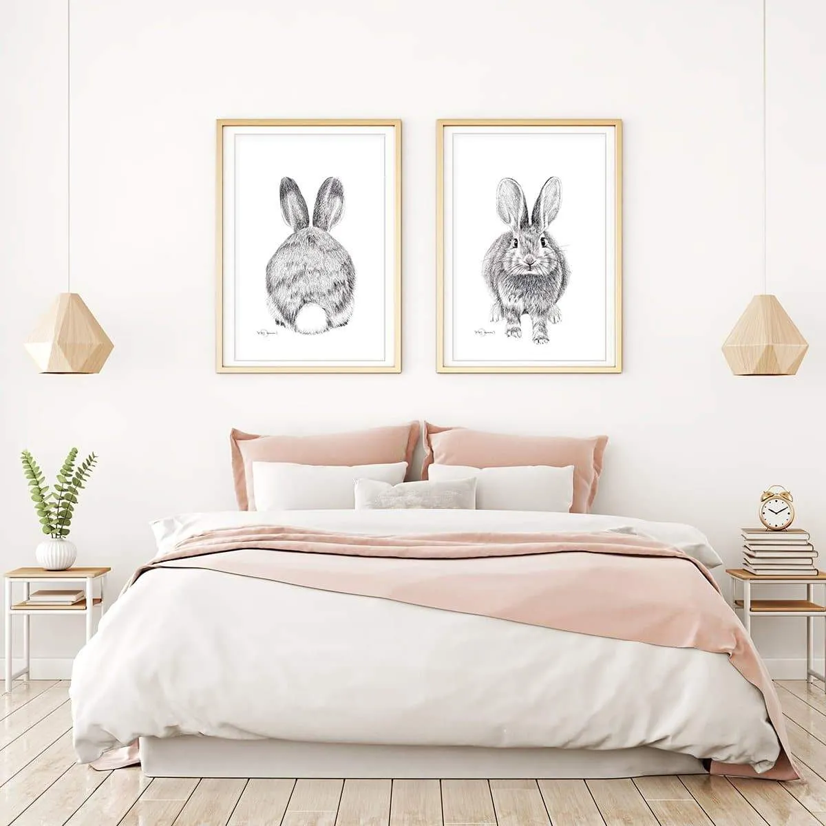 **VENDU - Original Artwork - Rabbit duo - front and behind - 12x18 each