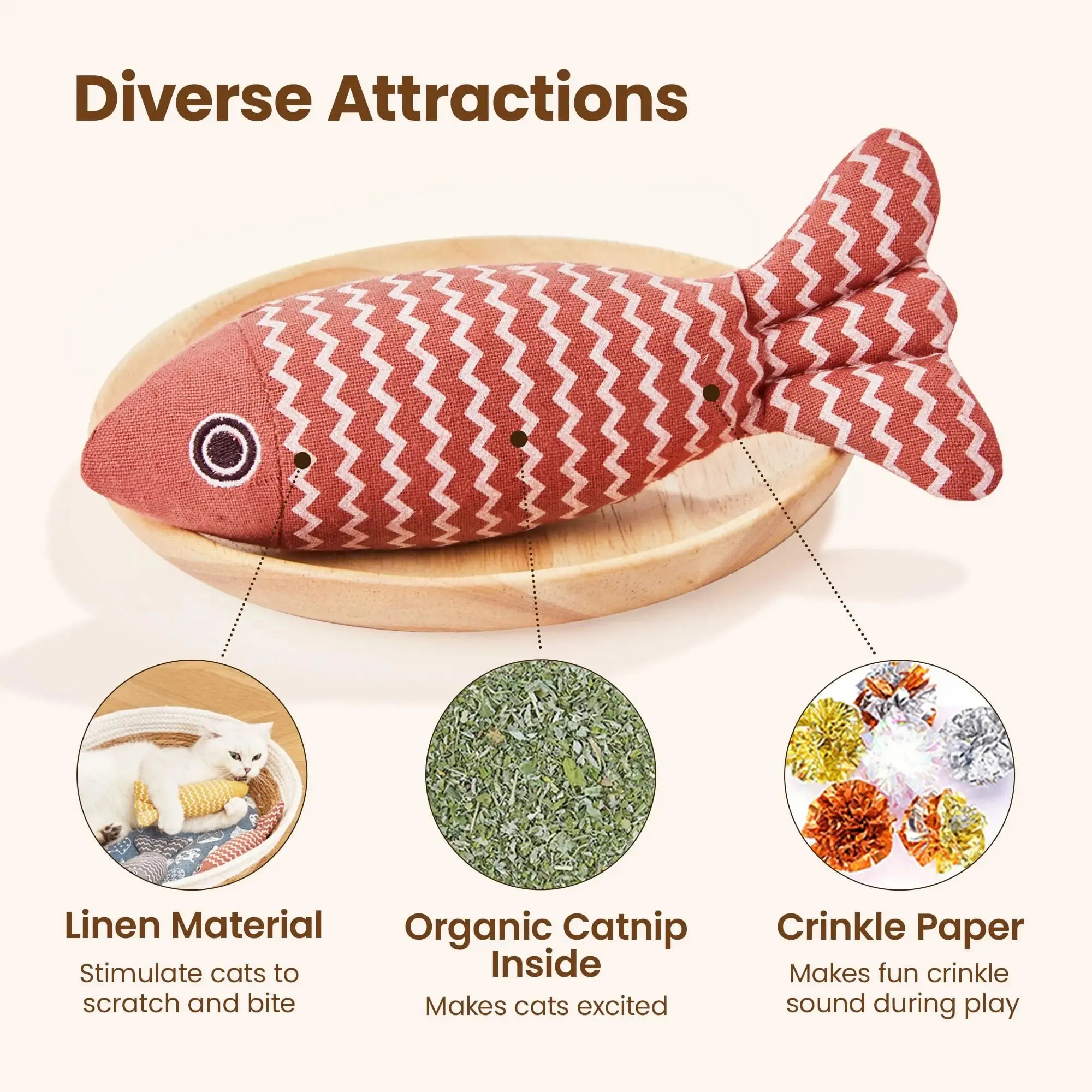 Vibrant Fish Crinkle Catnip Toys