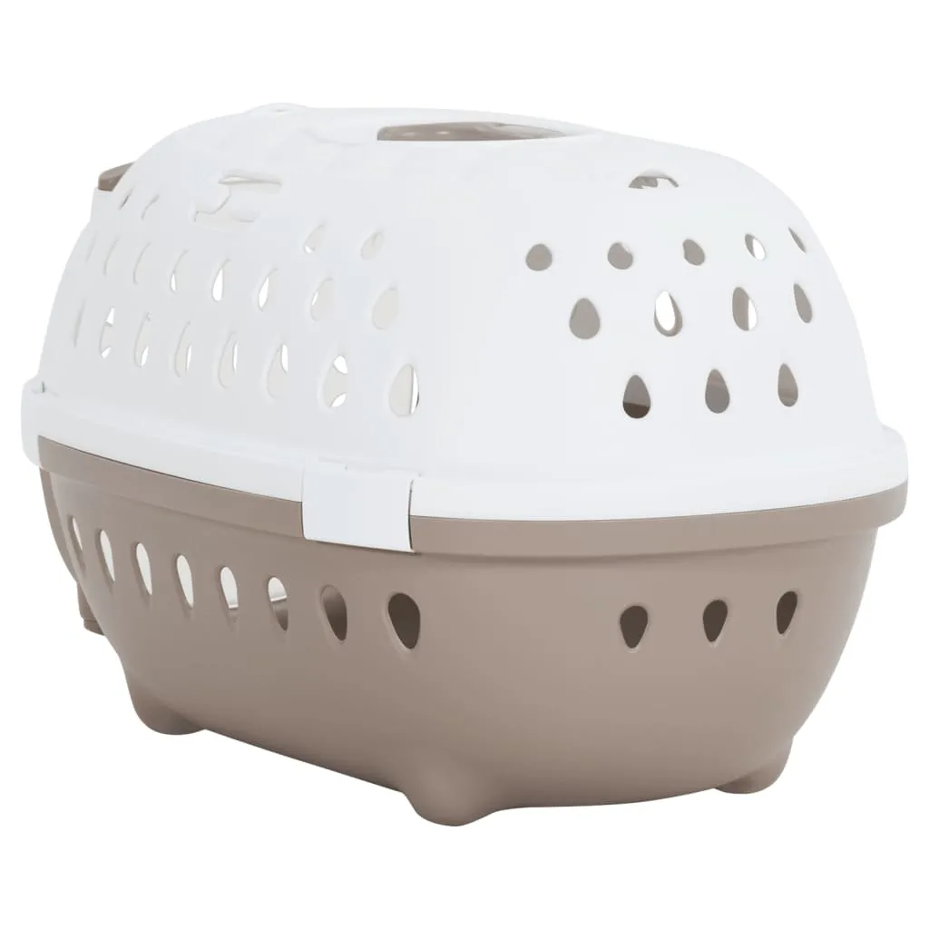vidaXL Pet Transport Box White and Brown 50x34.5x32 cm PP