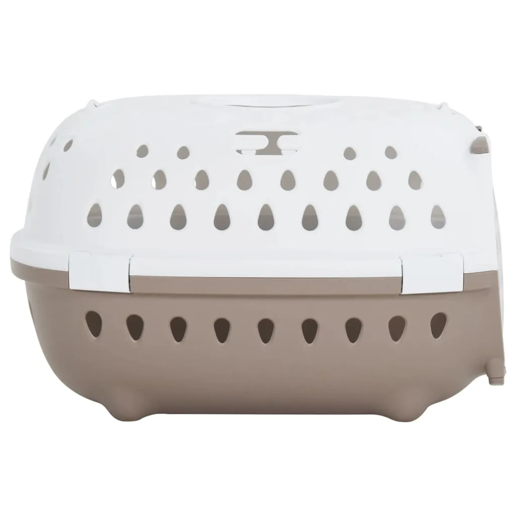 vidaXL Pet Transport Box White and Brown 50x34.5x32 cm PP