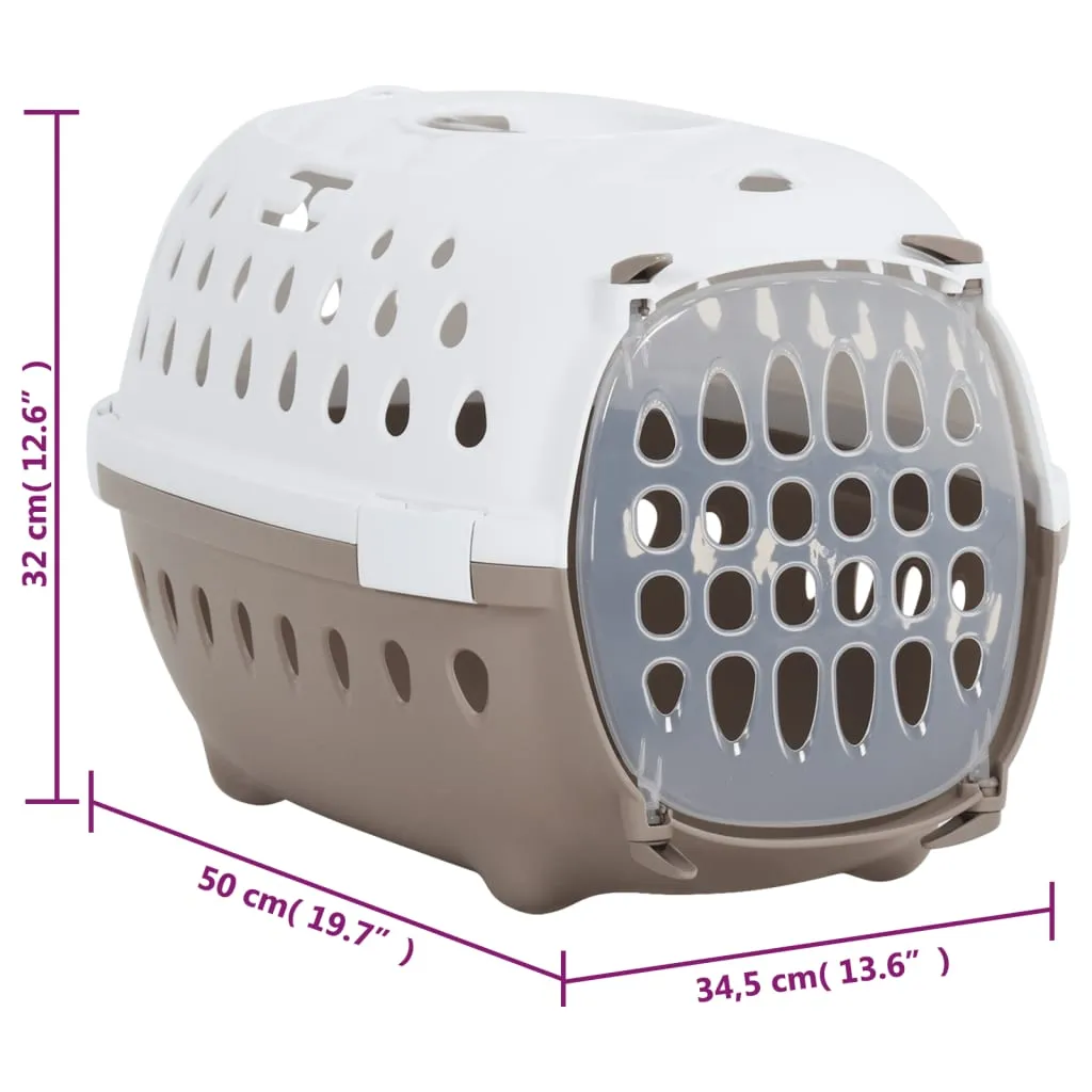 vidaXL Pet Transport Box White and Brown 50x34.5x32 cm PP