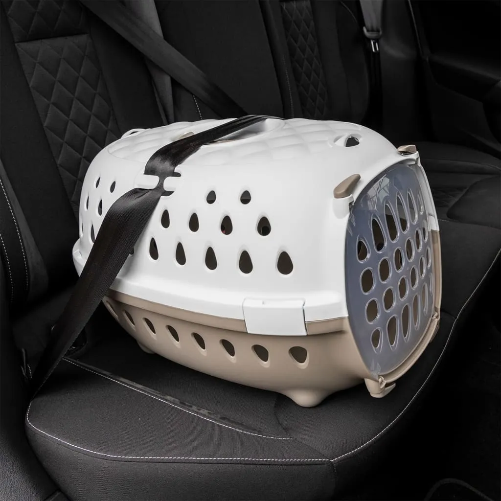 vidaXL Pet Transport Box White and Brown 50x34.5x32 cm PP