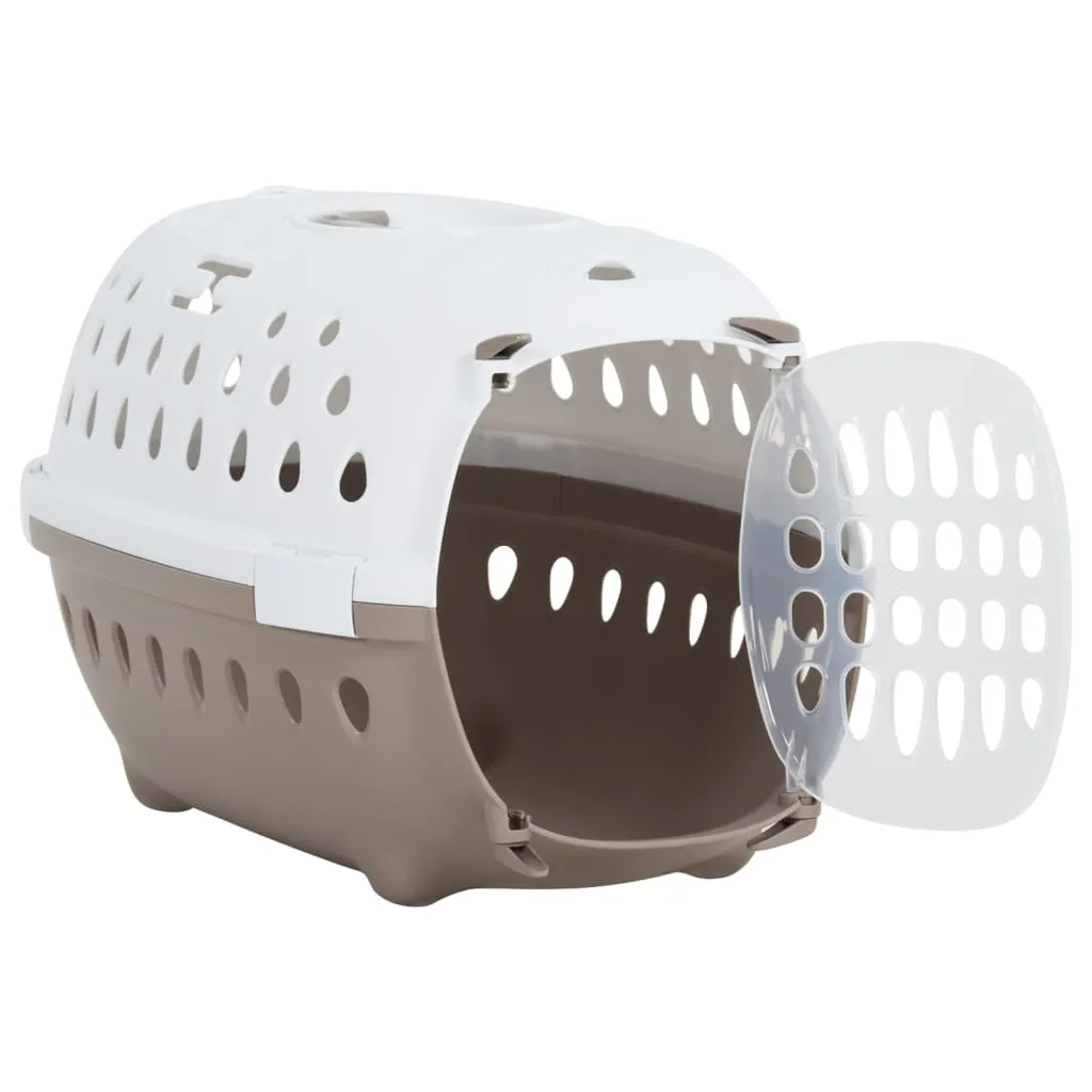 vidaXL Pet Transport Box White and Brown 50x34.5x32 cm PP