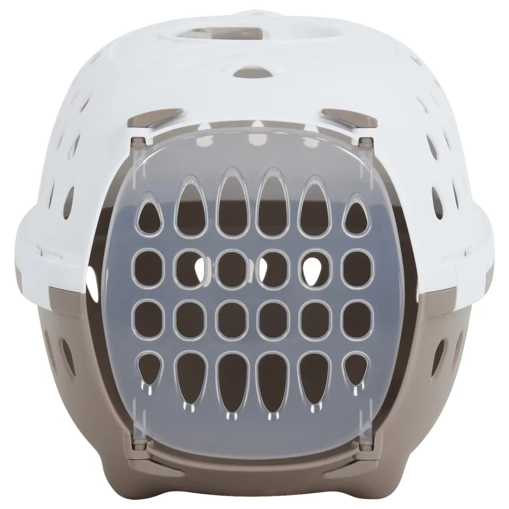 vidaXL Pet Transport Box White and Brown 50x34.5x32 cm PP